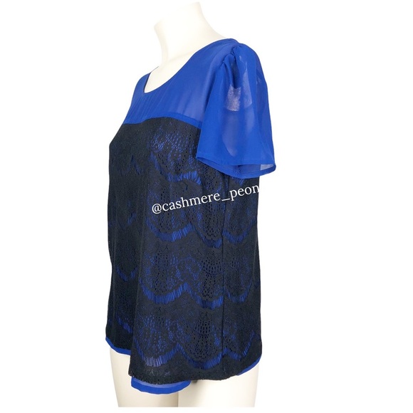 INC International Concepts Blue Black Lace Top - Picture 7 of 8